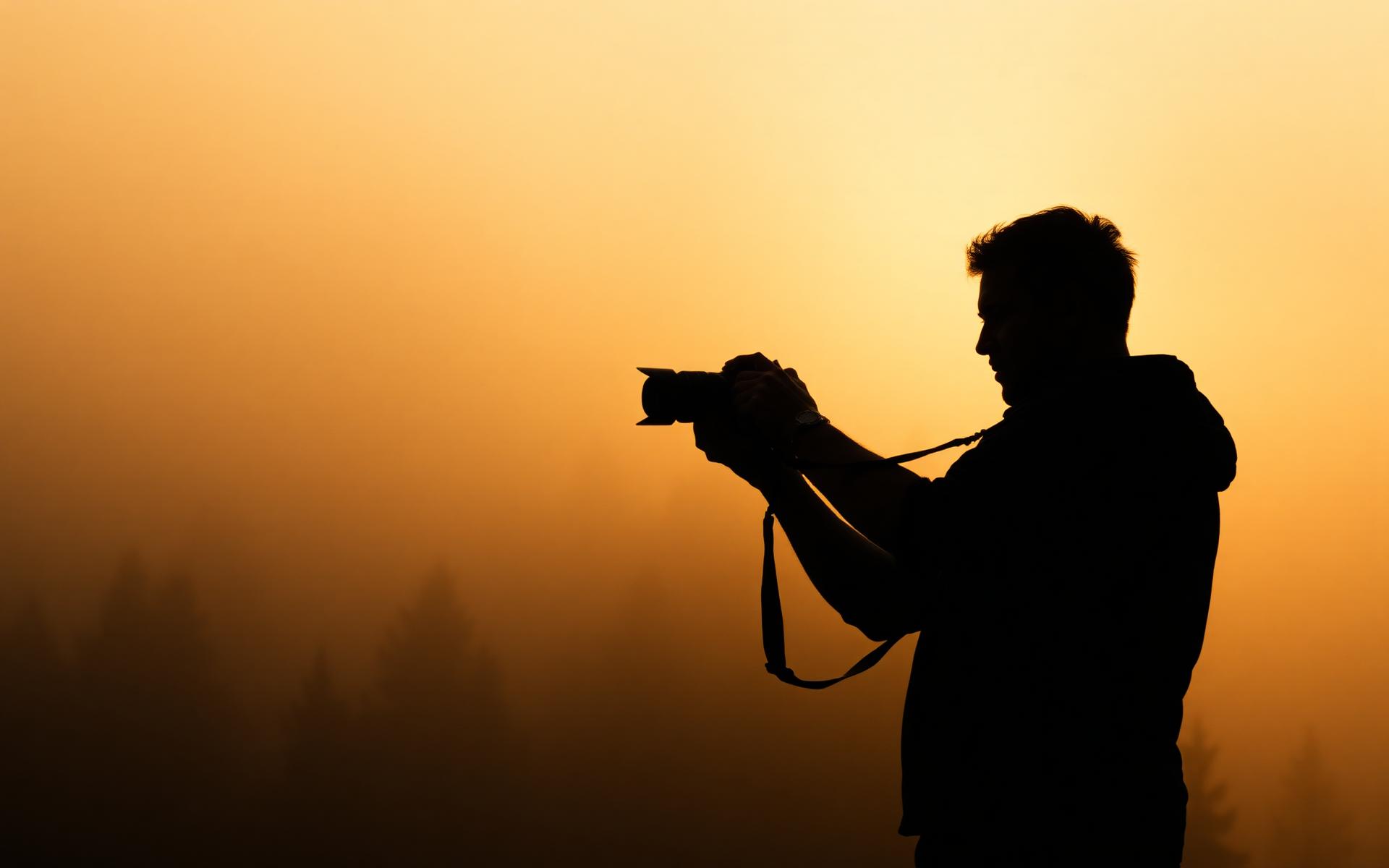 Photographer at sunset